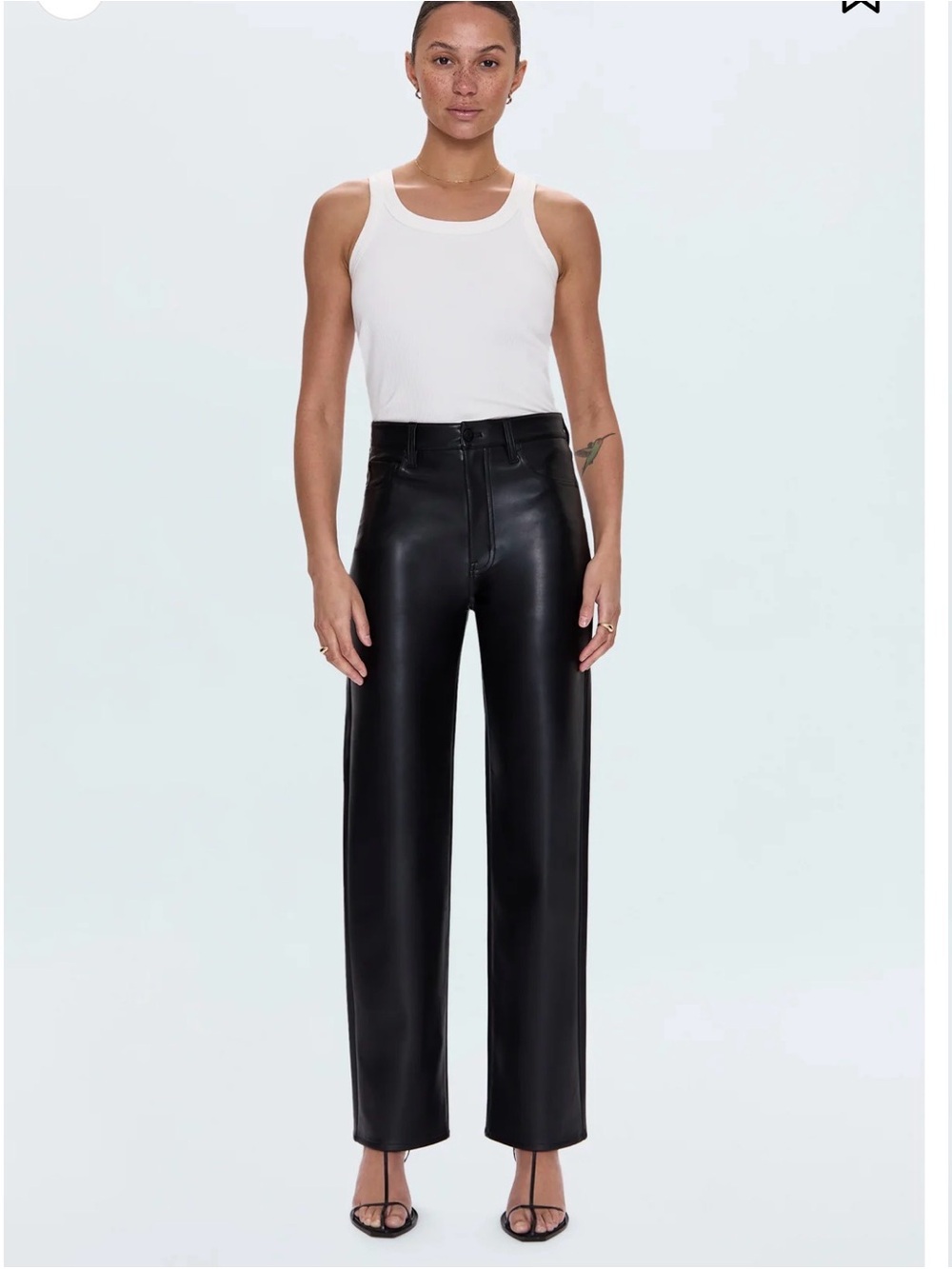 NWOT Pistola Black Faux Leather Pants Cassie High Rise Straight Pant Size 28